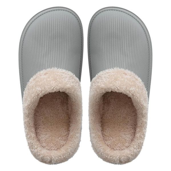 

home indoor winter couple slippers warm velvet cotton thick-soled non-slip women men zapatillas de casa, Black