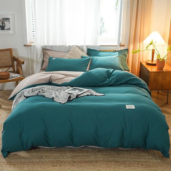 

bedding sets modern luxury simple king size single  bed linen dark green bedclothes sheets duvet cover 220x240cm