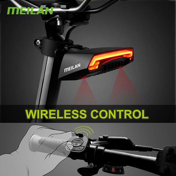 

bike lights meilan x5 brake light flash tail rear turn bicycle wireless remote control turning cycling laser safety line