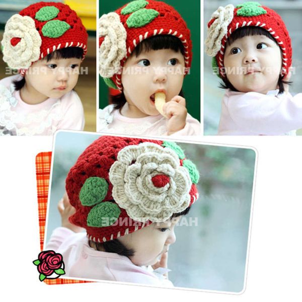 

hand woven hollow children's korean baby sun flower little red hat, Yellow