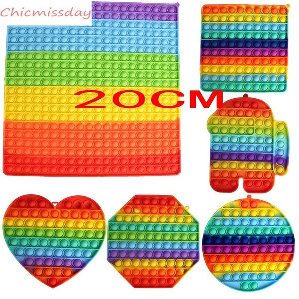

large size 20cm big push it rainbow push bubble fidget toys sensory decompression toy stress reliever kids gifts