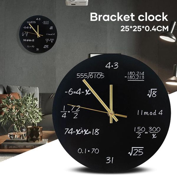 

wall clocks round wooden clock with formula/deer printed modern art hanging for home bedroom silent scanning 25*25cm jy