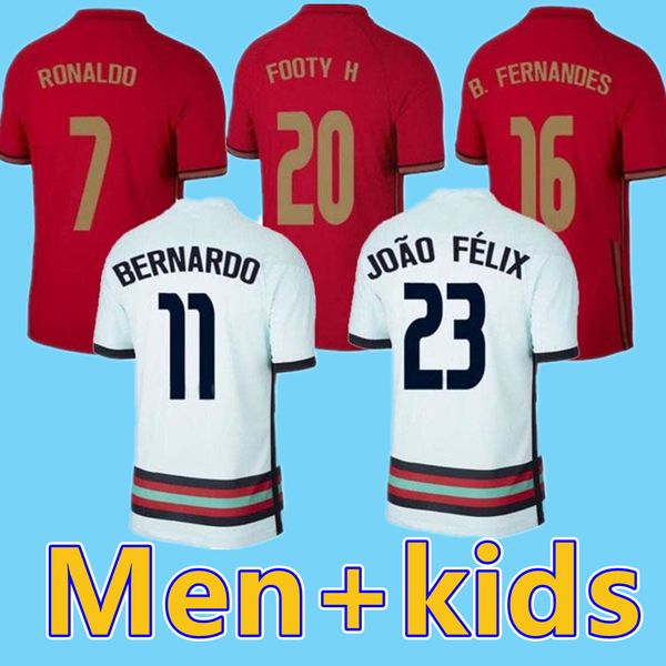 

2021 p ortugal soccer jersey 21/22 #7 ronaldo #11 b.fernandes #23 joao felix football shirts men + kids kit andre silva uniform, Black;yellow