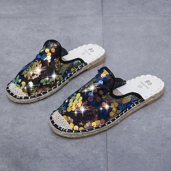 

slippers women flat slip on casual shoes sewing ladies breathable mesh female comfortable fashion women's summer footwear, Black