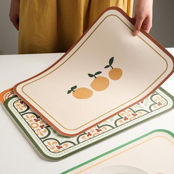 

mats & pads waterproof placemat fruit print non slip retro art kitchen heat resistant set de table dining decoration ei50pm