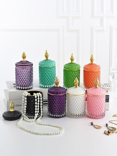 

storage bottles & jars glass jar with lid luxury multicolor mason candy container kitchen cotton swab jewelry box