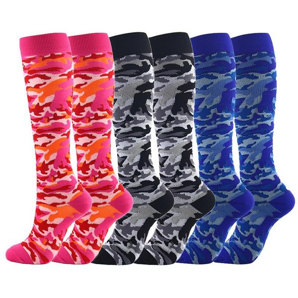 

novelty camouflage compression socks men's relieve pain anti-fatigue candy color navy stripes nursing, Black