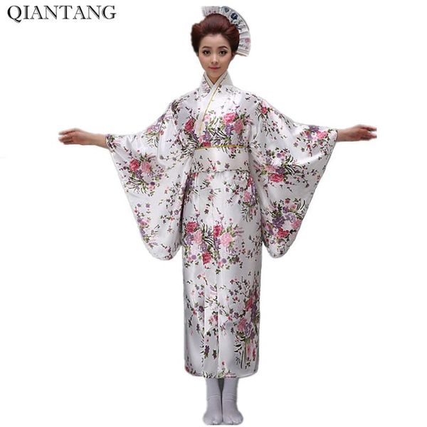 

white vintage japanese women kimono yukata haori with obi evening dress performance costume classic asia clothing  h0044 ethnic, Red