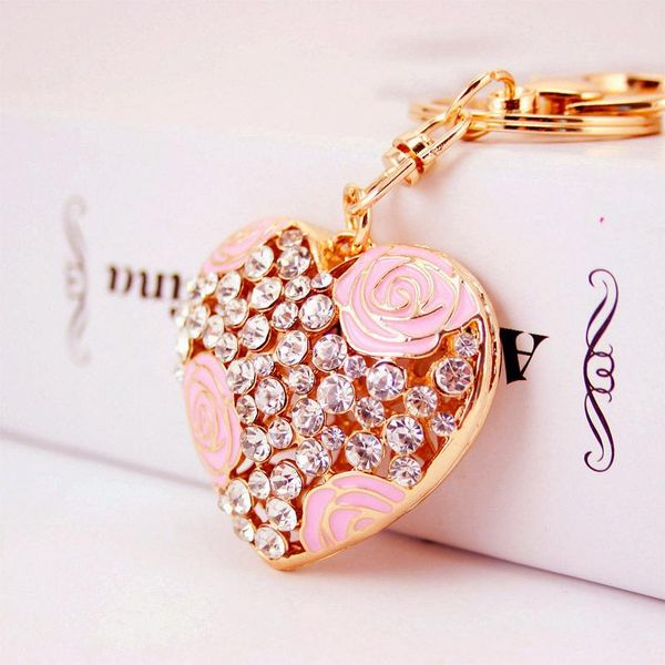 

keychains creative rhinestone set women's perfume bottle keychain bag accessories metal pendant clover key chain small gifts, Silver