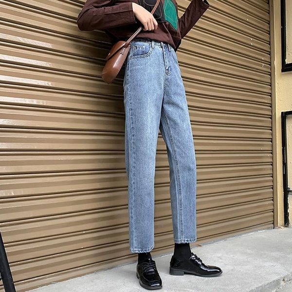 

woman jeans boyfriend style high waist denim pants for vintage blue casual loose female jean mon women's