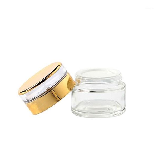 

storage bottles & jars gold cover 20g 30g 50g high grade empty cosmetic glass packing skin care vial cream jar 10pcs/lot