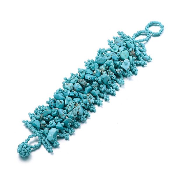 

beaded, strands fashion elastic bracelets bangles for women blue stone tiny beads charm handmade weave bohemian adjustable bracelet femme gi, Black