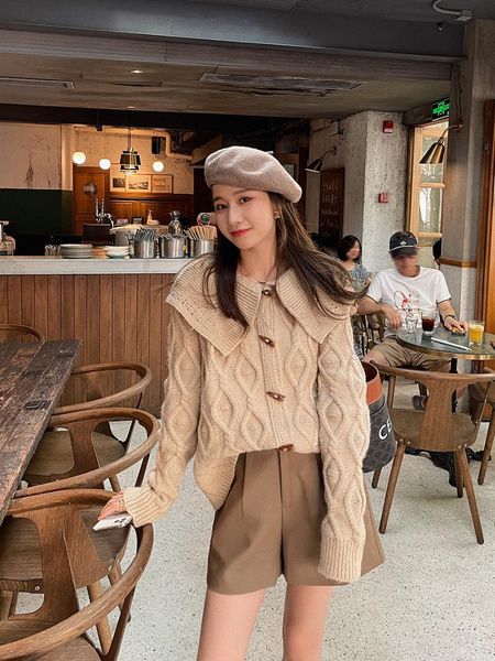 

women's knits & tees early autumn sweater coat lazy wind cardigan outer wear solid nylon polyester acrylic, White