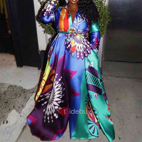 

2020 winter large size digital print dress with belt, Black;gray
