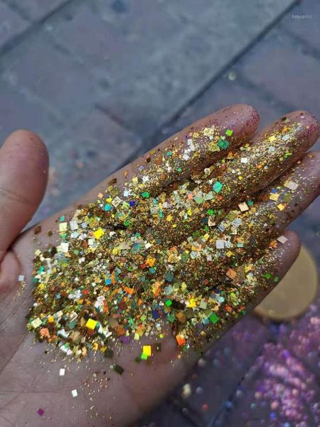 

bulk 1kg/bag laser glitter powders shiny mixed size nail art glitters diamond holographic sequins manicure tool 16color choose1, Silver;gold