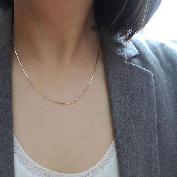 

chokers gold color women snake chain necklace 1mm ultra thin round choker stainless steel valentines gift 16" to 20", Golden;silver