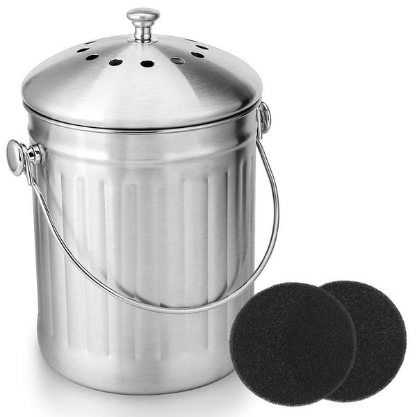 

waste bins compost bin, peel bucket for home kitchen, odorless kitchen food waste, with handle and 2 charcoal filters, 5