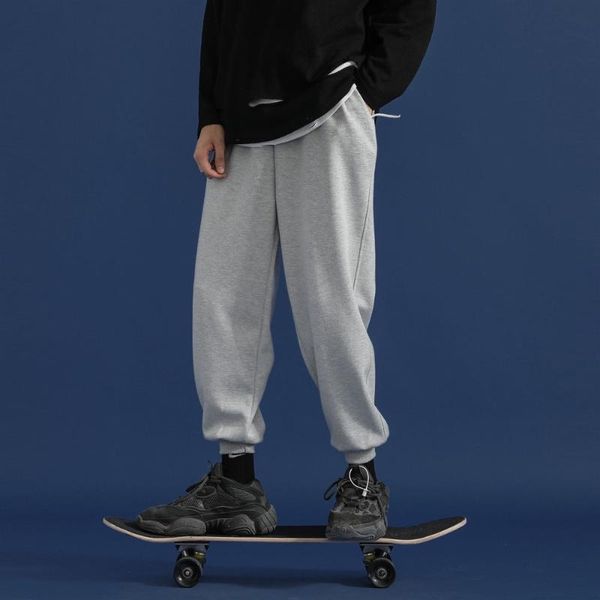 

sweatpants men women solid color joggers korean hip hop elastic waist harem pants harajuku streetwear baggy couple trousers men's, Black