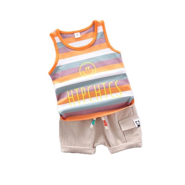 

clothing sets summer kids boys striple vest +short pants, White