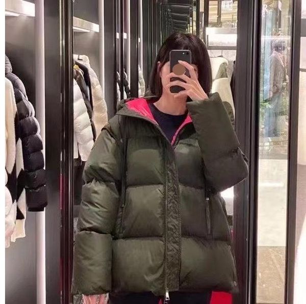

monclair luxury french ladies down jacket maya france brand designer hooded collar removable sleeves coat, Black
