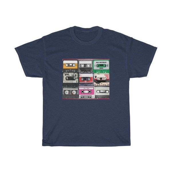 

men's t-shirts retro men cotton t-shirt audio tape cassettes back in time gift holidays streetwear colorful unisex, White;black
