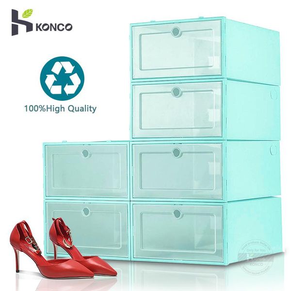 

konco foldable shoe box shoes rack transparent drawer case plastic boxes stackable storage organizer 1 piece clothing & wardrobe