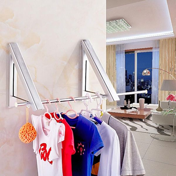 

laundry bags anti-rust punch-space aluminum foldable invisible thickening drying rack bathroom balcony wall hanging clothes hanger