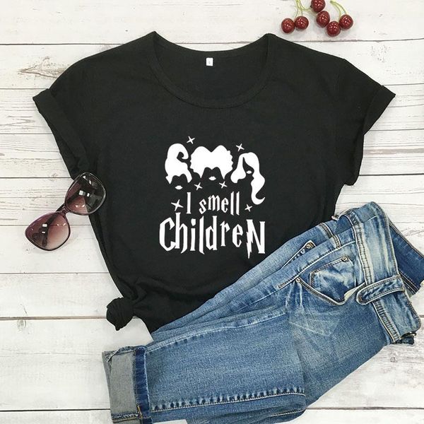 

women's t-shirt i smell children graphic printed arrival summer funny 100%cotton halloween shirt vacation, White