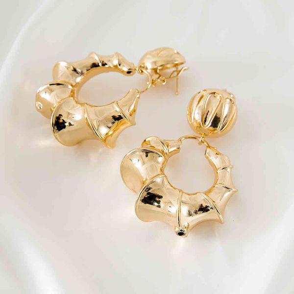 

conch shaped golden color copper earrings women 2021 exquisite style