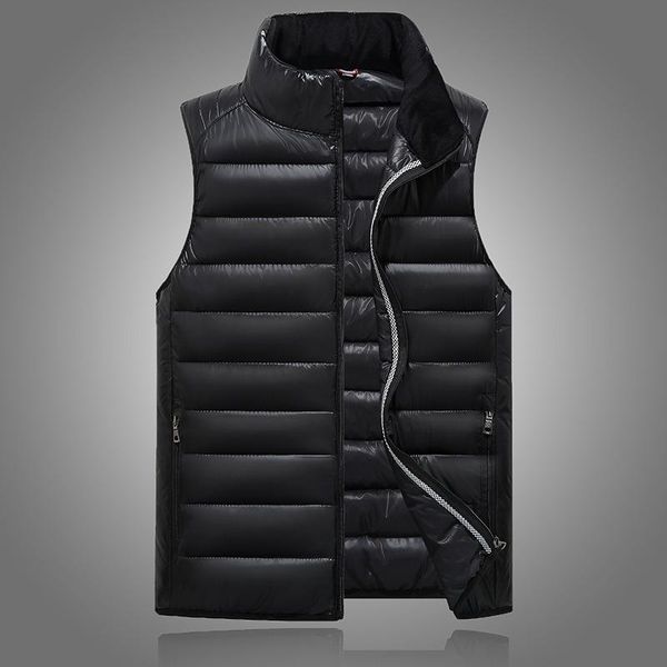

men's vests winter down cotton mens sleeveless jacket coats thicken waistcoats plus size solid color vest casual clothing, Black;white