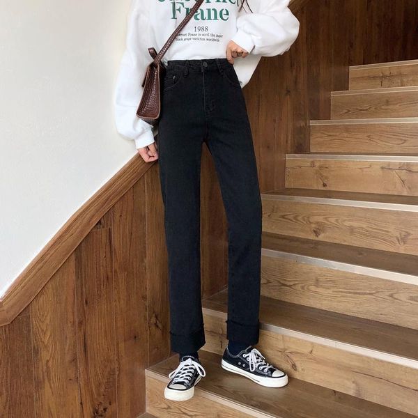 

women's jeans autumn 2021 high waist loose and slimming, Blue