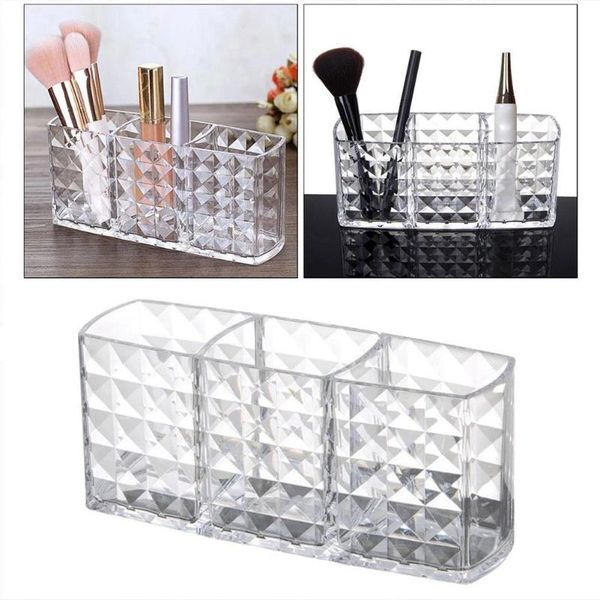 

slot cosmetic makeup brush storage box nail polish holder make up tools pen organizer dresser decor boxes & bins