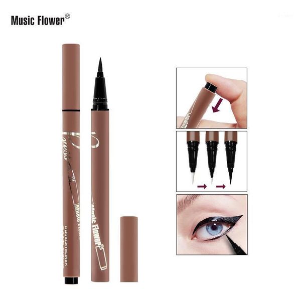 

music flower brand press liquid eyeliner black waterproof fast dry longlasting comestics eye liner pencil makeup tools1