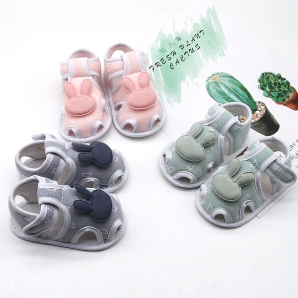 

summer kids sandals infant newborn baby girls boy prewalker printing rabbit cartoon single shoes baby girl summer sandals, Black;grey