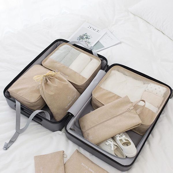 

7-piece travel storage bag set cationic oxford cloth simple clothing sorting and finishing bagb604 duffel bags