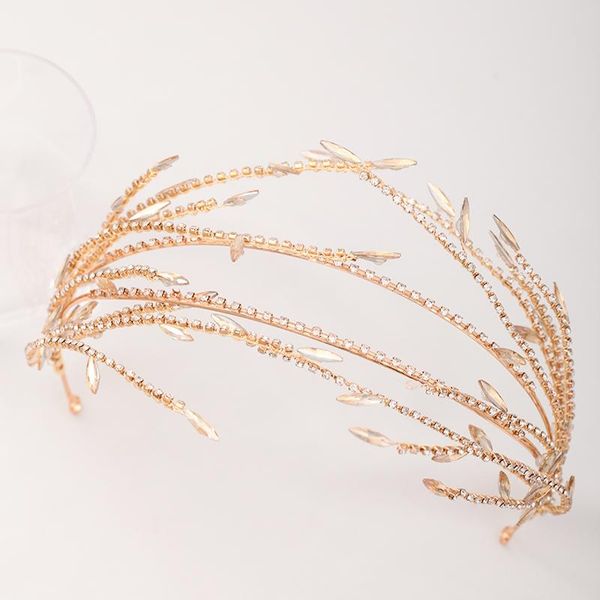 

hair clips & barrettes silver color gold crystal rhinestone hairbands wedding accessories for women bride tiaras and crown headpiece jewelry, Golden;silver