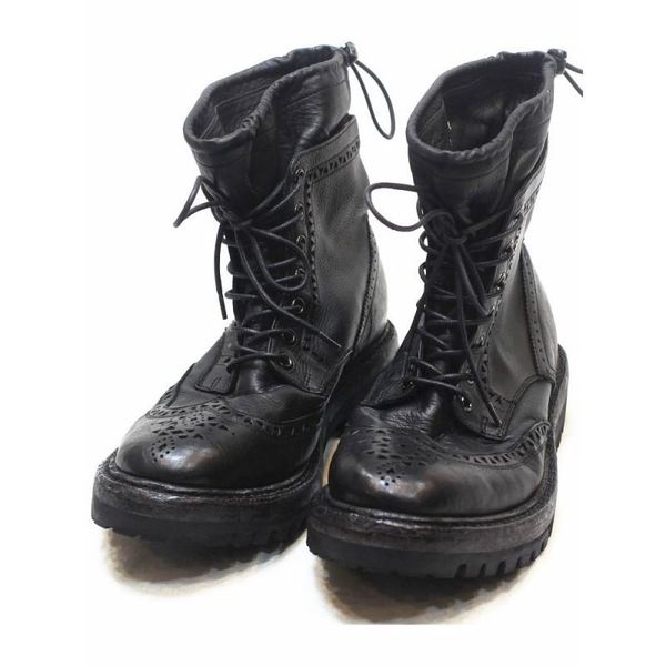 

boots personality handmade shoes men black vintage brogues ankle luxury designer genuine cow leather winter work riding