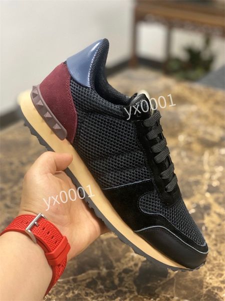

New Mens Womens boots Casual Shoes Mesh Leather Camouflage Studded Shoe Valentinoes Combo Stars Rockrunner Metallic Lace-up Shoes Sneakers, 03