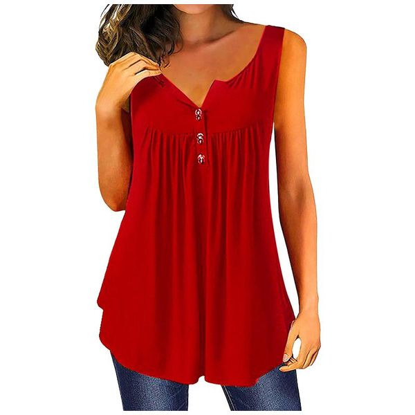 

women's tanks & camis solid color buttons clothes o-neck lady casual y2k tank swing flowy sleeveless tshirt 2021 ropa mujer, White