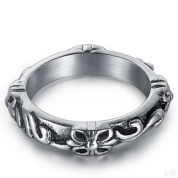 

party favor chrome/hearts rings korean fashion cross flower titanium steel ring female punk couple jewelry hz049