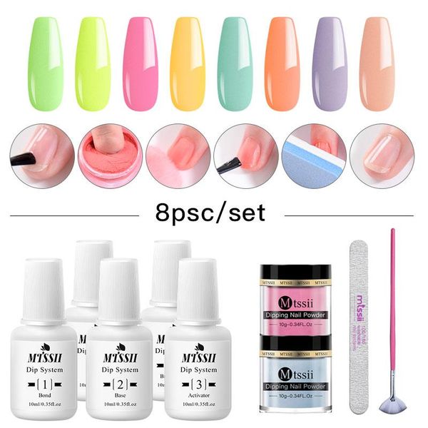 

nail art kits dipping glitter powder gradient french natural dry activator brush saver colorful pigment