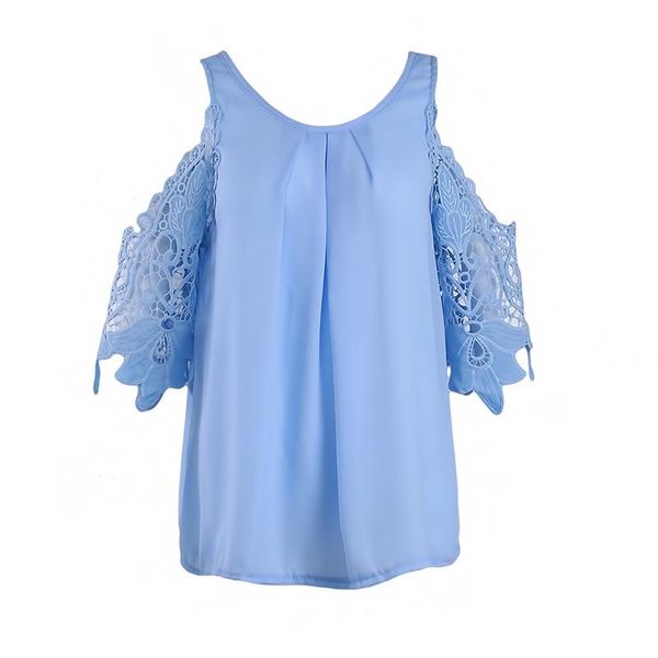 

off shoulder womens blouse shirts summer hollow out sleeve o-neck shirt ladies boho tunic women's blouses &, White