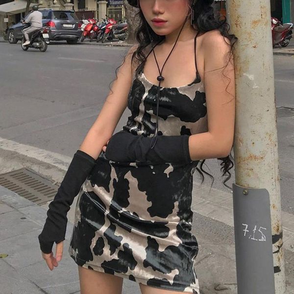 

summer woman y2k-camouflage short dresses thin straps aesthetics skinny slim dress girl e-style punk vintage club clothing casual, Black;gray