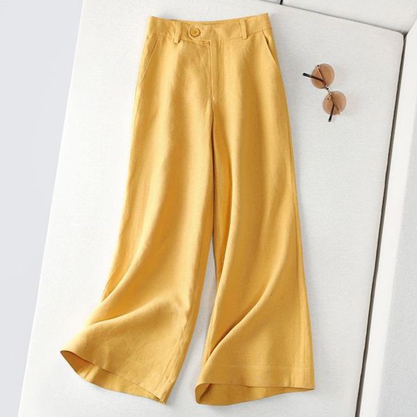 

women's pants & capris summer arts style high waist loose trousers women all-matched casual cotton linen wide leg plus size s859 y, Black;white