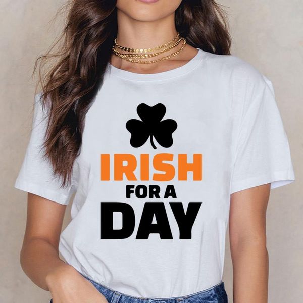 

women's t-shirt t shirt women irish for a day st patrick special funny harajuku print female, White