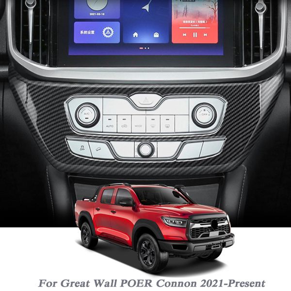 

car styling for great wall poer connon 2021-present internal center control panel frame sequin sticker interior auto accessories