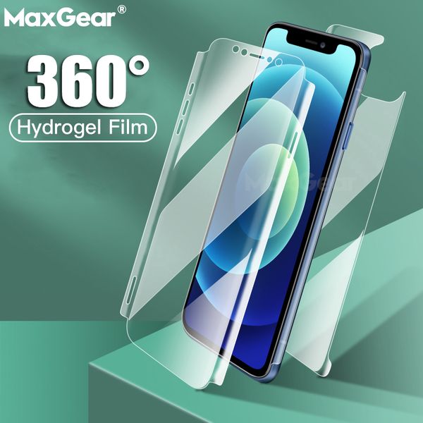

lx brand full cover hydrogel film for iphone 11 12 pro xs max x xr 7 8plus se clear soft screen protector front back protective case