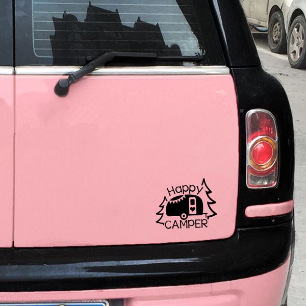 

16cm*12.9cm personalized lettering art happy camper vinyl decal car sticker
