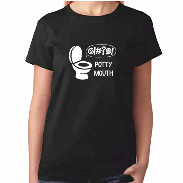 

ladies potty mouth tshirt - funny swearing clothing rude offensive joke gift, White;black