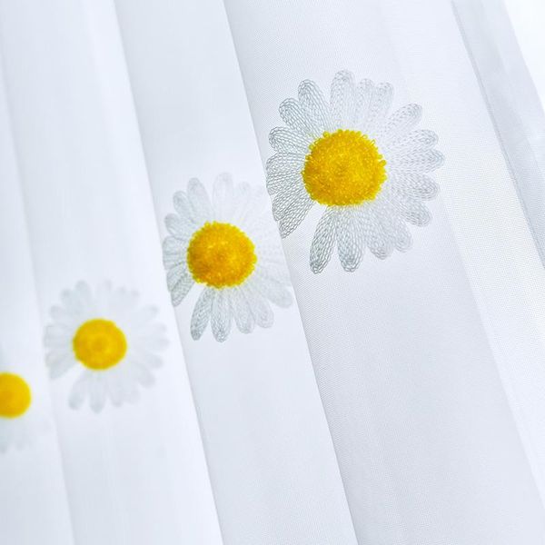 

white small daisy with yellow flower heart window screen curtains for living room elegant embroidered tulle balcony drapes curtain &